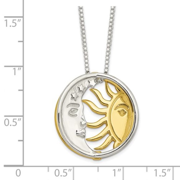 Sterling Silver Sun and Moon Necklace Pendant - Picture 3 of 5